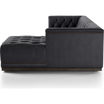 Maxx 2-Piece Sectional by Four Hands in sapphire birch. Made from 92% polyester, 5% cotton, 3% latex, solid parawood, iron in a modern style.