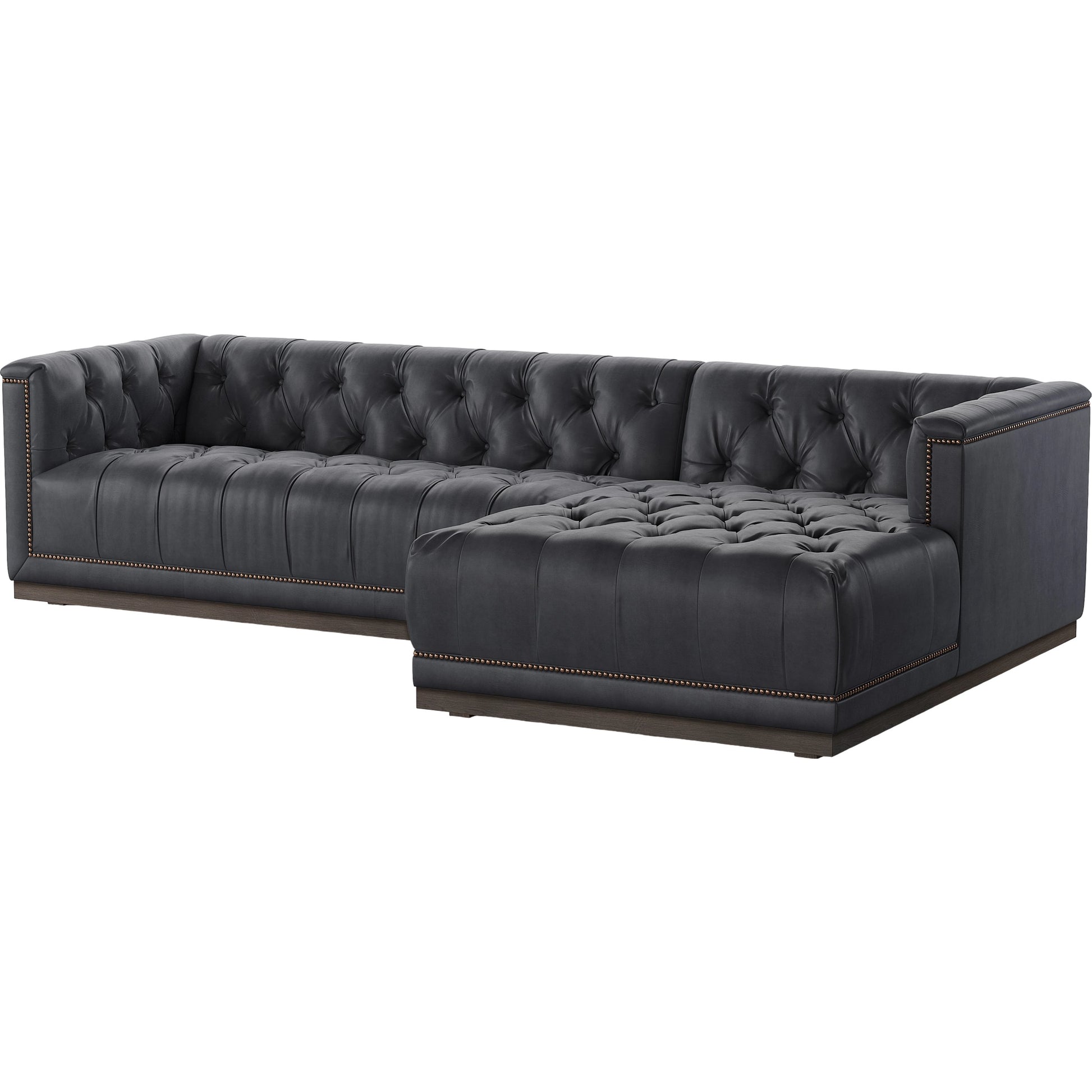 Maxx 2-Piece Sectional by Four Hands in sapphire birch. Made from 92% polyester, 5% cotton, 3% latex, solid parawood, iron in a modern style.