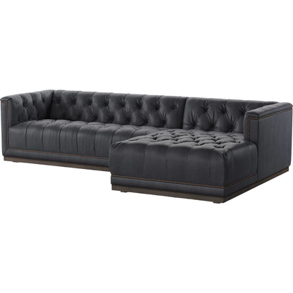 Maxx 2-Piece Sectional by Four Hands in sapphire birch. Made from 92% polyester, 5% cotton, 3% latex, solid parawood, iron in a modern style.