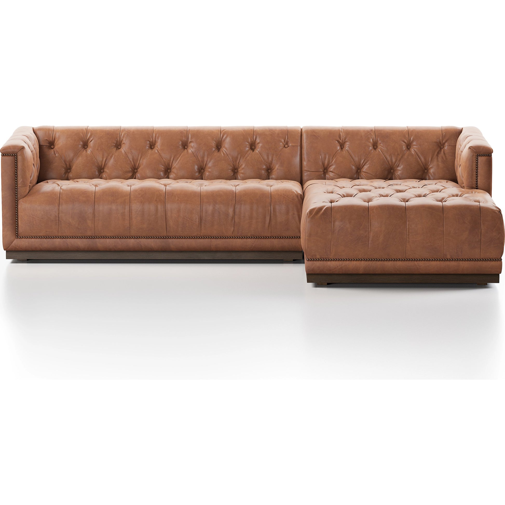 Maxx 2-Piece Sectional by Four Hands in sapphire birch. Made from 92% polyester, 5% cotton, 3% latex, solid parawood, iron in a modern style.