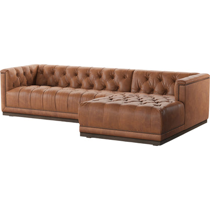 Maxx 2-Piece Sectional by Four Hands in sapphire birch. Made from 92% polyester, 5% cotton, 3% latex, solid parawood, iron in a modern style.