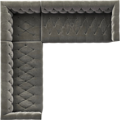 Maxx 3-Piece Sectional by Four Hands in destroyed black, aged bronze nailhead, whitewash. Made from top grain leather, solid parawood, iron in a modern style.