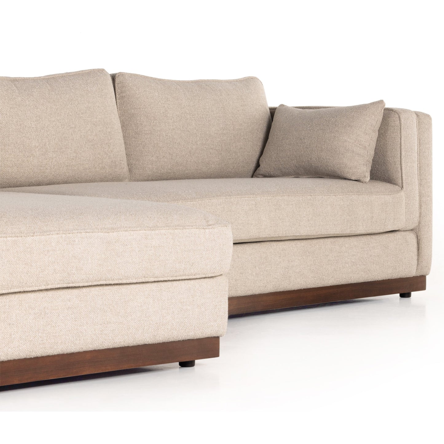 019 SI-1902959 | Additional Silo | Lawrence 2-Piece Sectional with Chaise by Four Hands in nova taupe. Made from 100% polyester, solid rosa morada, solid pine in a modern style.
