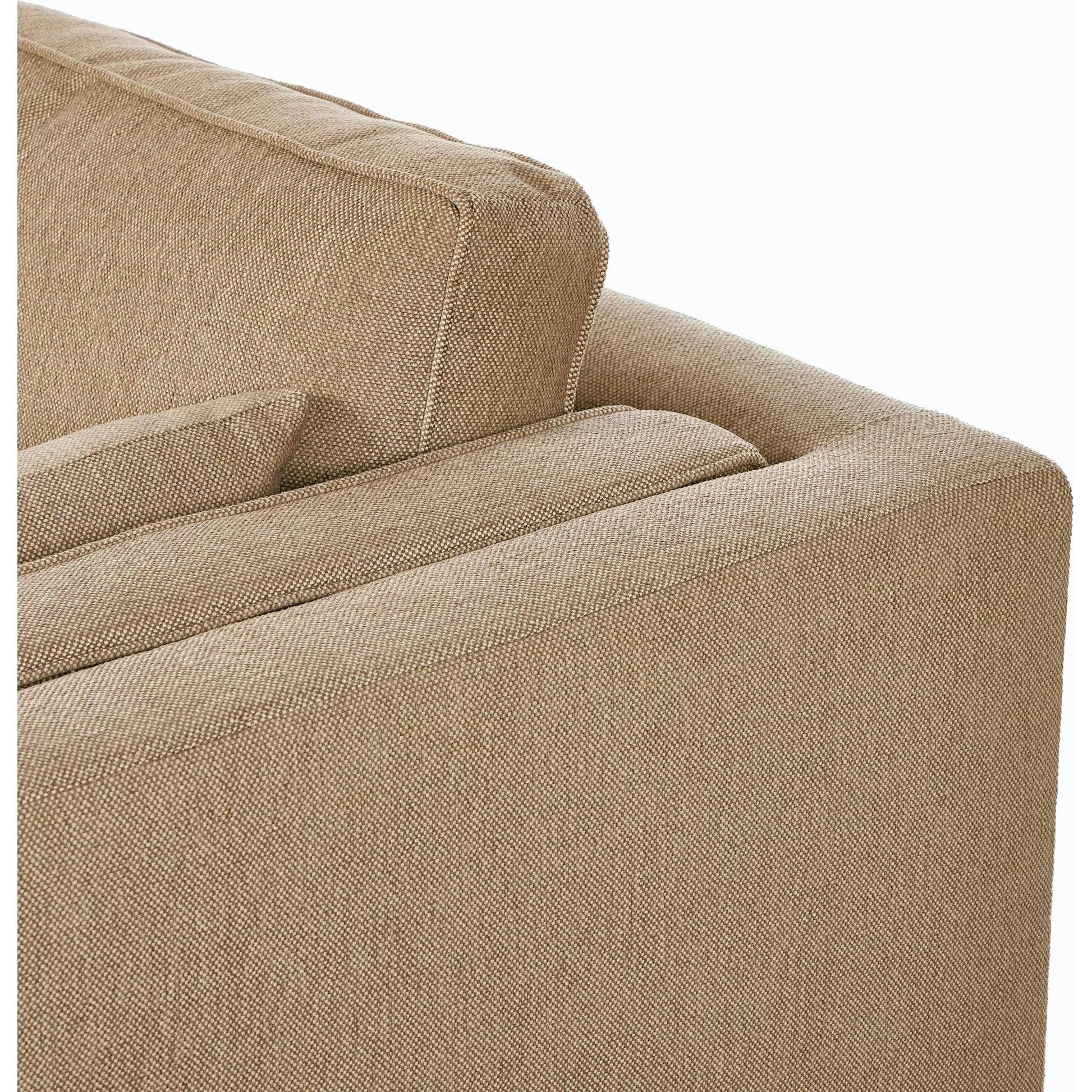Lawrence 2-Piece Sectional with Chaise by Four Hands in nova taupe. Made from 100% polyester, solid rosa morada, solid pine in a modern style.