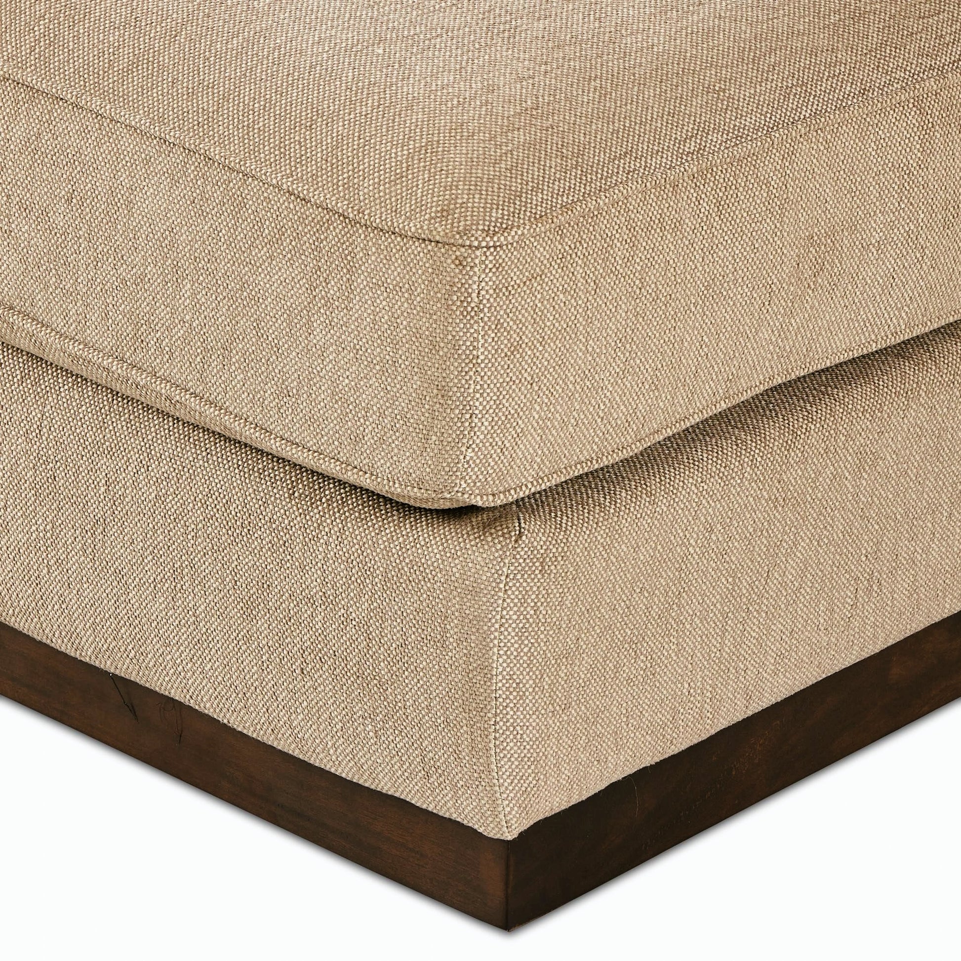Lawrence 2-Piece Sectional with Chaise by Four Hands in nova taupe. Made from 100% polyester, solid rosa morada, solid pine in a modern style.