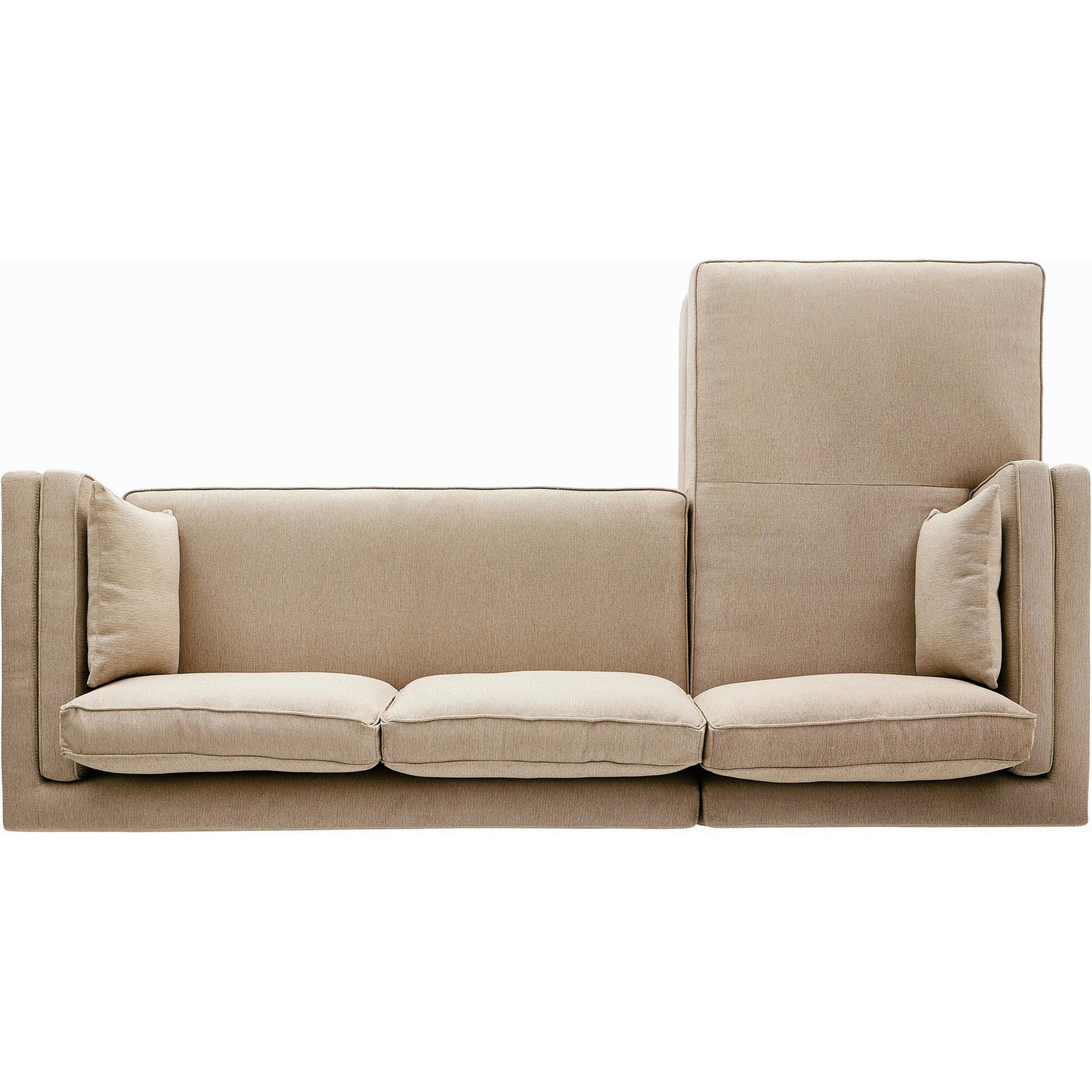 Lawrence 2-Piece Sectional with Chaise by Four Hands in nova taupe. Made from 100% polyester, solid rosa morada, solid pine in a modern style.