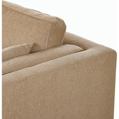 Lawrence 2-Piece Sectional with Chaise by Four Hands in nova taupe. Made from 100% polyester, solid rosa morada, solid pine in a modern style.