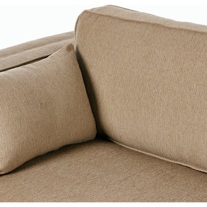 Lawrence 2-Piece Sectional with Chaise by Four Hands in nova taupe. Made from 100% polyester, solid rosa morada, solid pine in a modern style.