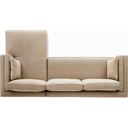 Lawrence 2-Piece Sectional with Chaise by Four Hands in nova taupe. Made from 100% polyester, solid rosa morada, solid pine in a modern style.