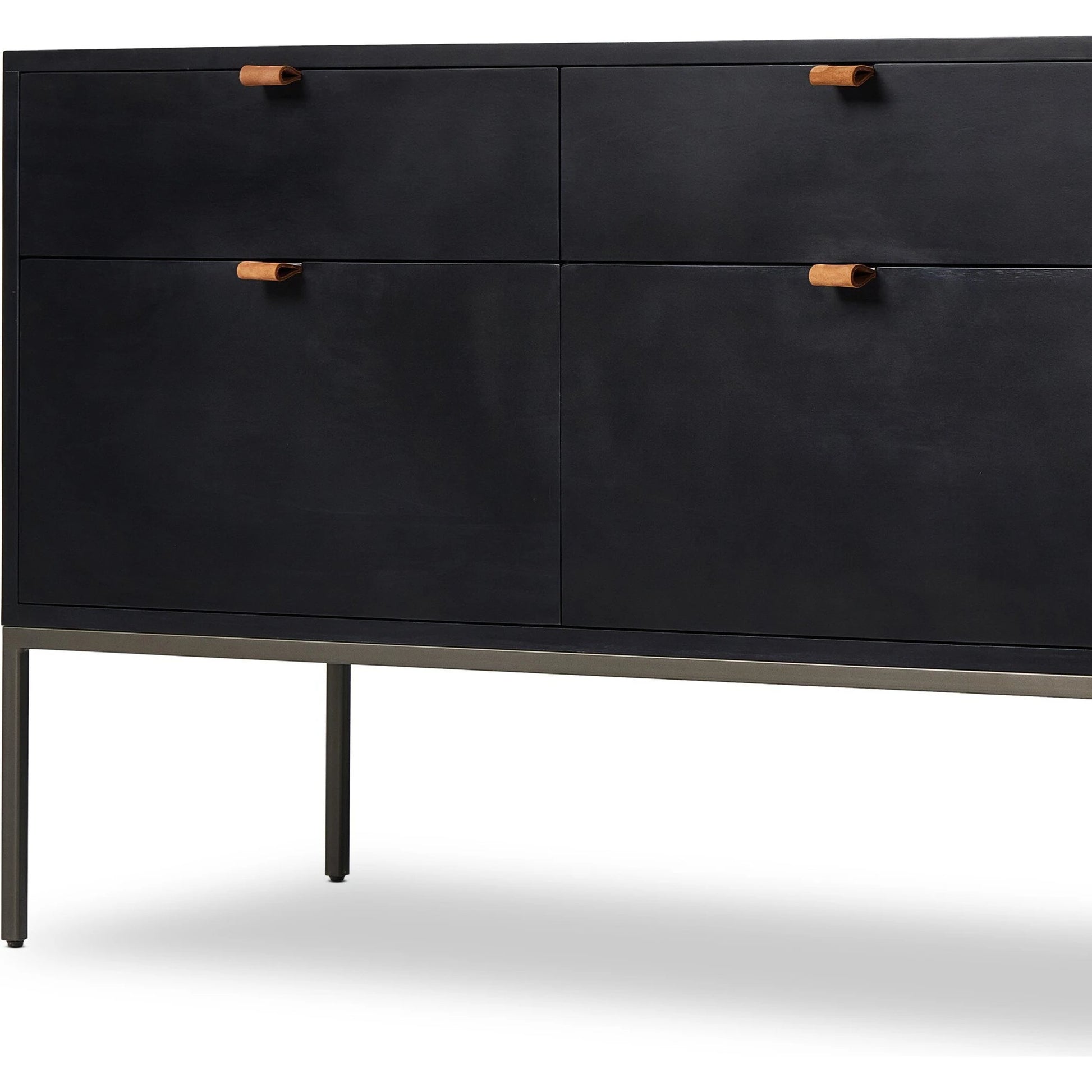 Trey Modular Wide Filing Cabinet by Four Hands. Made from solid poplar, top grain leather, iron in a modern style.