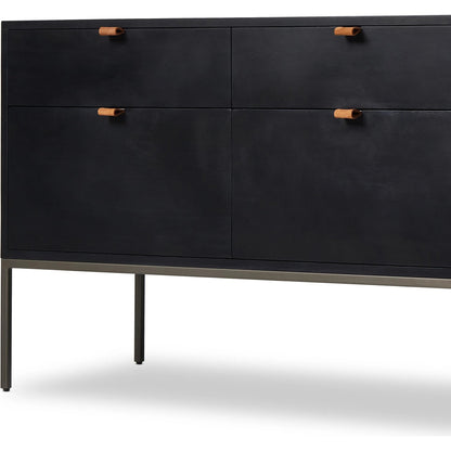 Trey Modular Wide Filing Cabinet by Four Hands. Made from solid poplar, top grain leather, iron in a modern style.