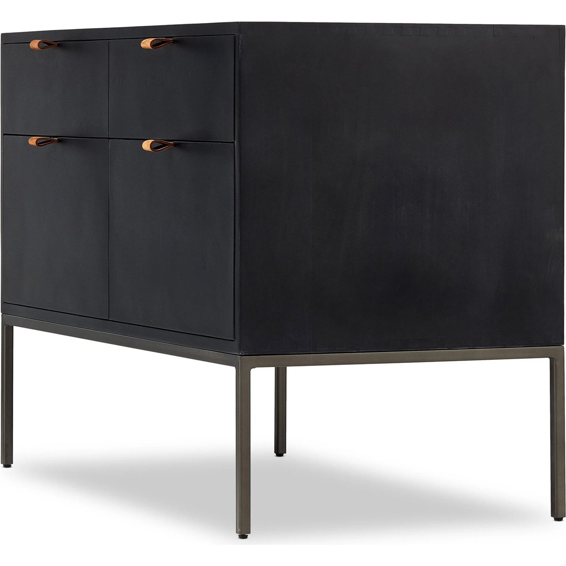 Trey Modular Wide Filing Cabinet by Four Hands. Made from solid poplar, top grain leather, iron in a modern style.