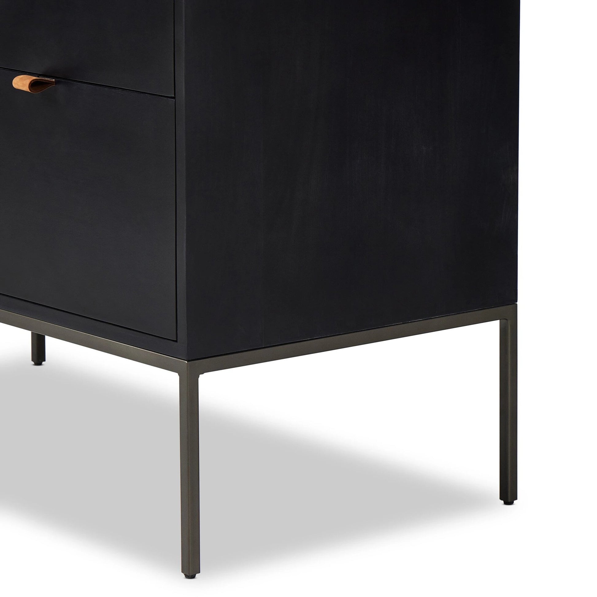 Trey Modular Wide Filing Cabinet by Four Hands. Made from solid poplar, top grain leather, iron in a modern style.