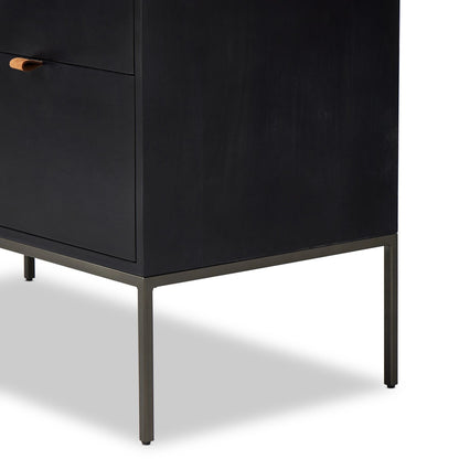 Trey Modular Wide Filing Cabinet by Four Hands. Made from solid poplar, top grain leather, iron in a modern style.