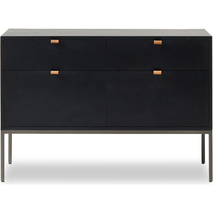Trey Modular Wide Filing Cabinet by Four Hands. Made from solid poplar, top grain leather, iron in a modern style.