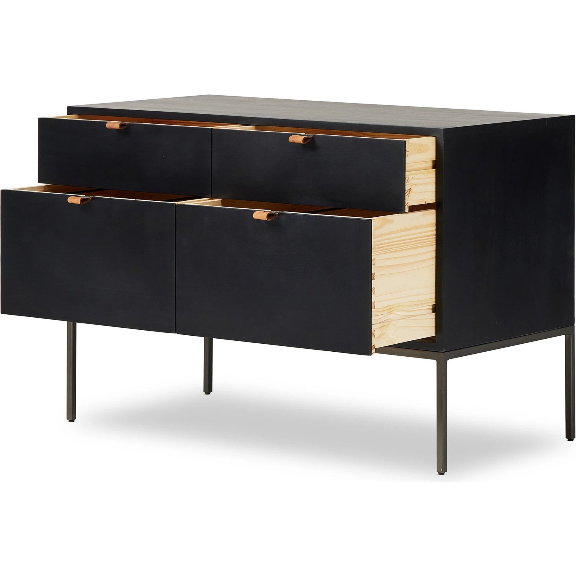 Trey Modular Wide Filing Cabinet by Four Hands. Made from solid poplar, top grain leather, iron in a modern style.
