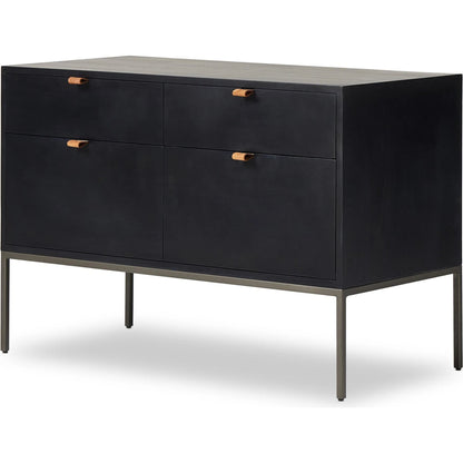 Trey Modular Wide Filing Cabinet by Four Hands. Made from solid poplar, top grain leather, iron in a modern style.