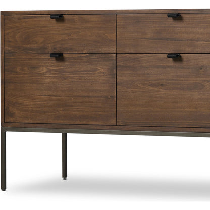 Trey Modular Wide Filing Cabinet by Four Hands. Made from solid poplar, top grain leather, iron in a modern style.