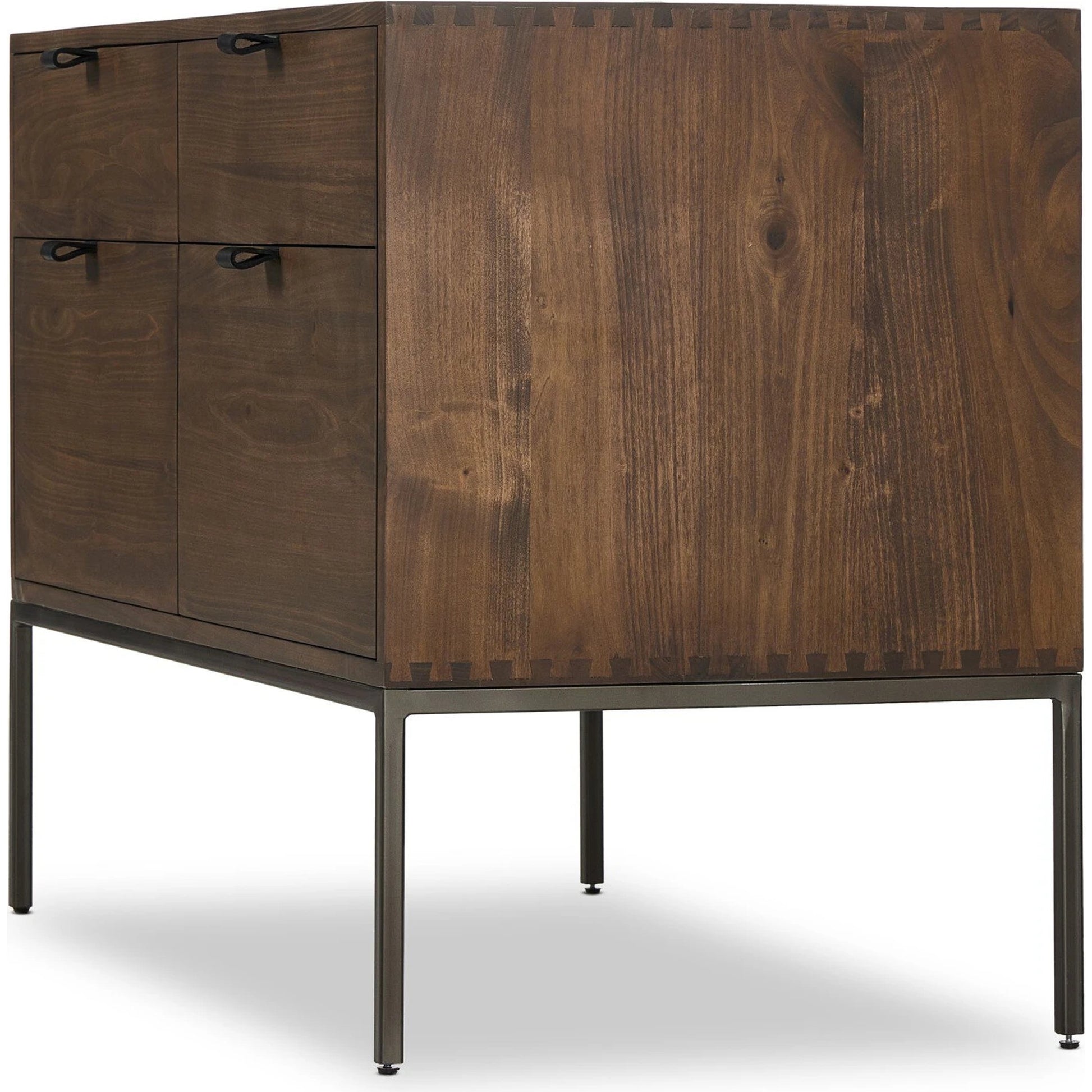 Trey Modular Wide Filing Cabinet by Four Hands. Made from solid poplar, top grain leather, iron in a modern style.