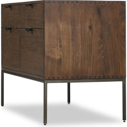 Trey Modular Wide Filing Cabinet by Four Hands. Made from solid poplar, top grain leather, iron in a modern style.