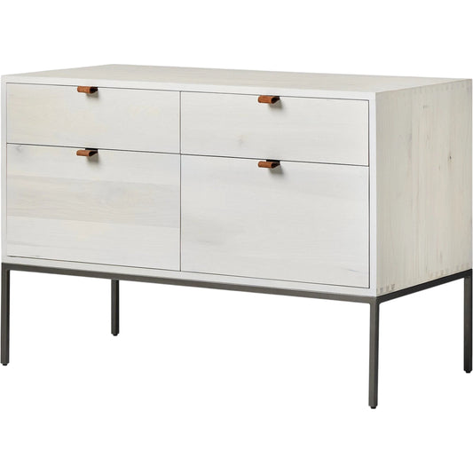 Trey Modular Wide Filing Cabinet by Four Hands. Made from solid poplar, top grain leather, iron in a modern style.