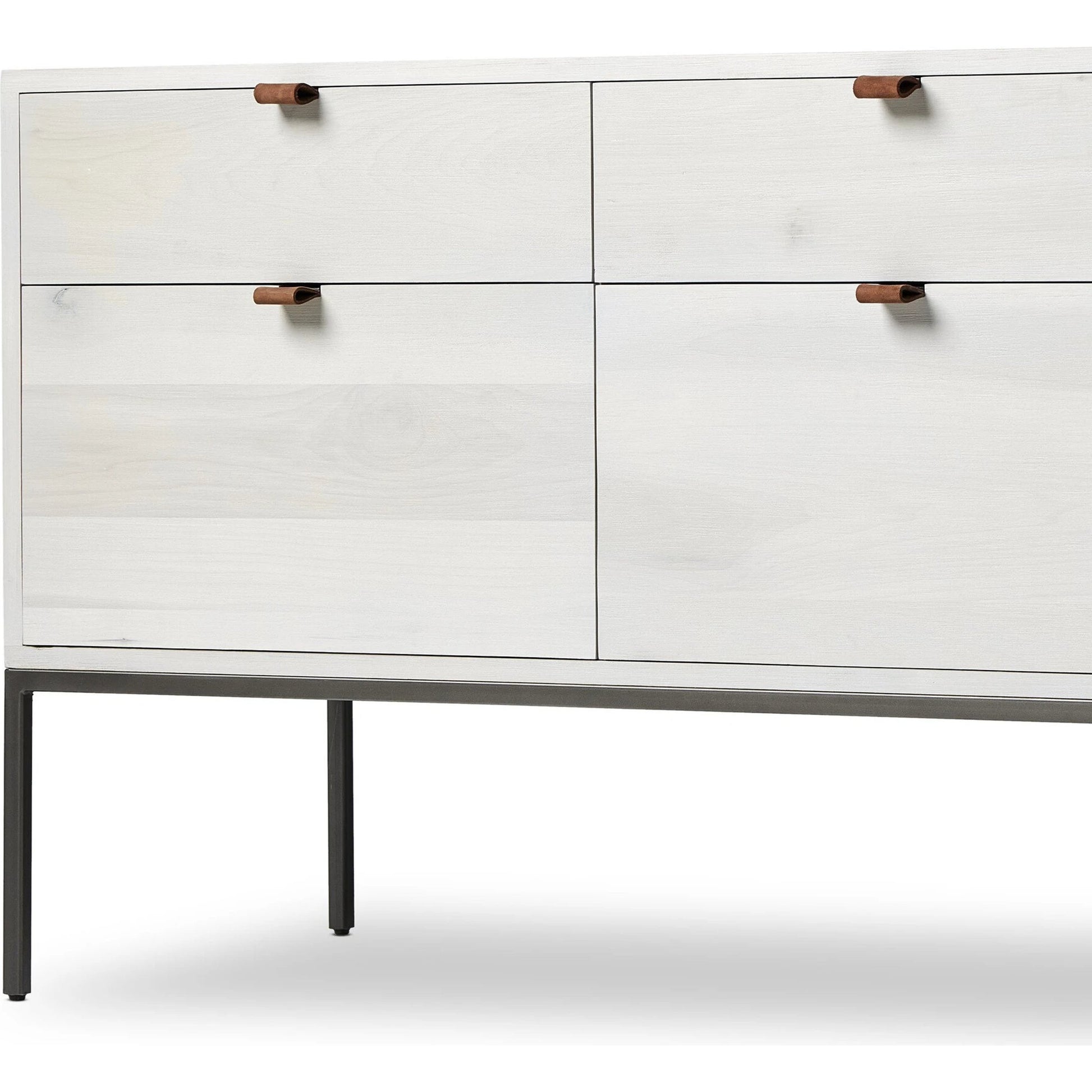 Trey Modular Wide Filing Cabinet by Four Hands. Made from solid poplar, top grain leather, iron in a modern style.