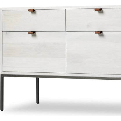 Trey Modular Wide Filing Cabinet by Four Hands. Made from solid poplar, top grain leather, iron in a modern style.