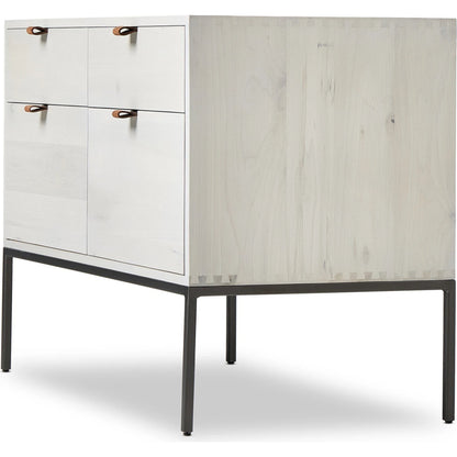 Trey Modular Wide Filing Cabinet by Four Hands. Made from solid poplar, top grain leather, iron in a modern style.