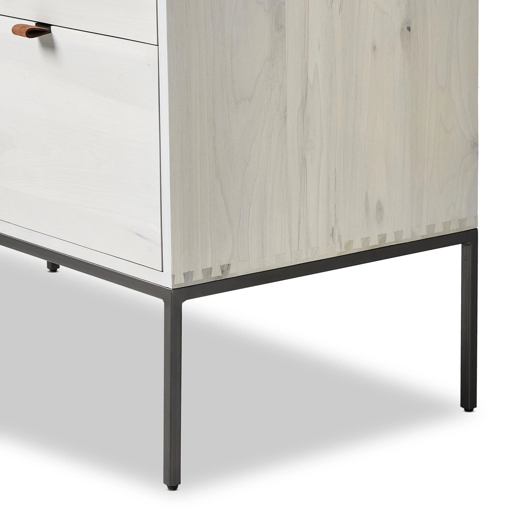 Trey Modular Wide Filing Cabinet by Four Hands. Made from solid poplar, top grain leather, iron in a modern style.
