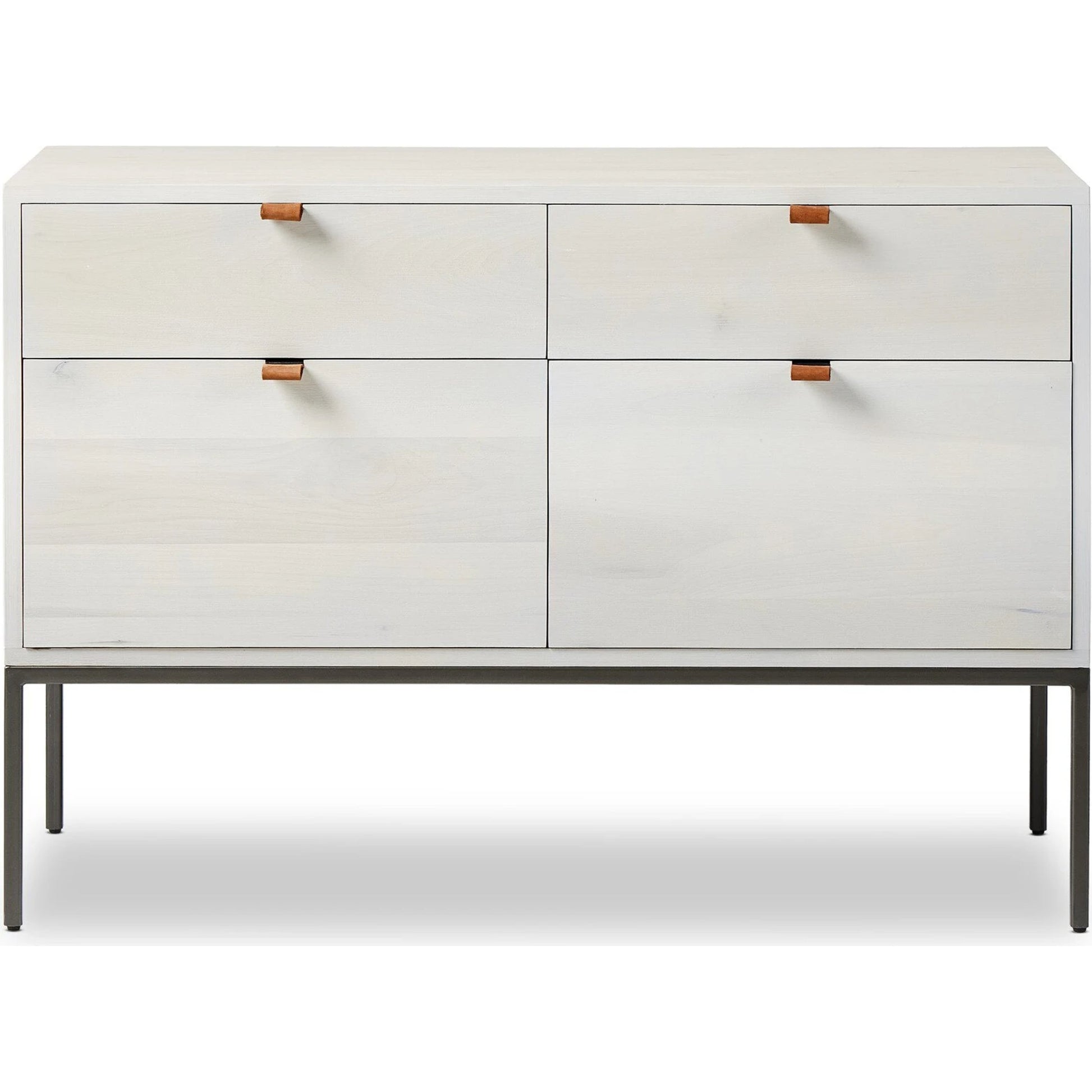 Trey Modular Wide Filing Cabinet by Four Hands. Made from solid poplar, top grain leather, iron in a modern style.