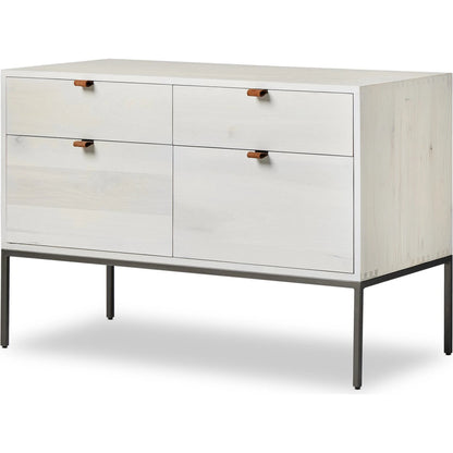 Trey Modular Wide Filing Cabinet by Four Hands. Made from solid poplar, top grain leather, iron in a modern style.