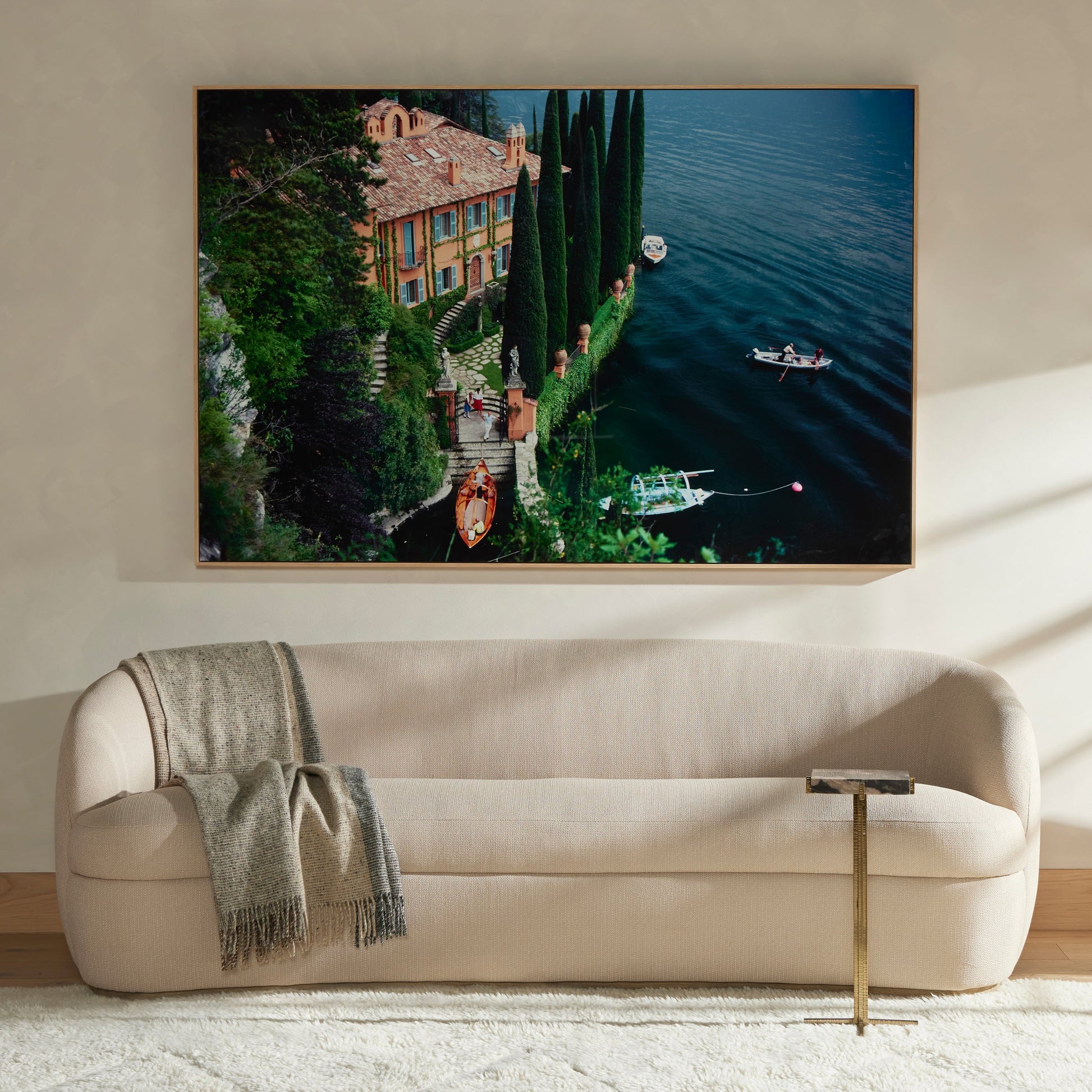 Giacomo Montegazza by Slim Aarons by Four Hands. Made from vertical grain floater white oak, gloss white chromaluxe in a coastal style.