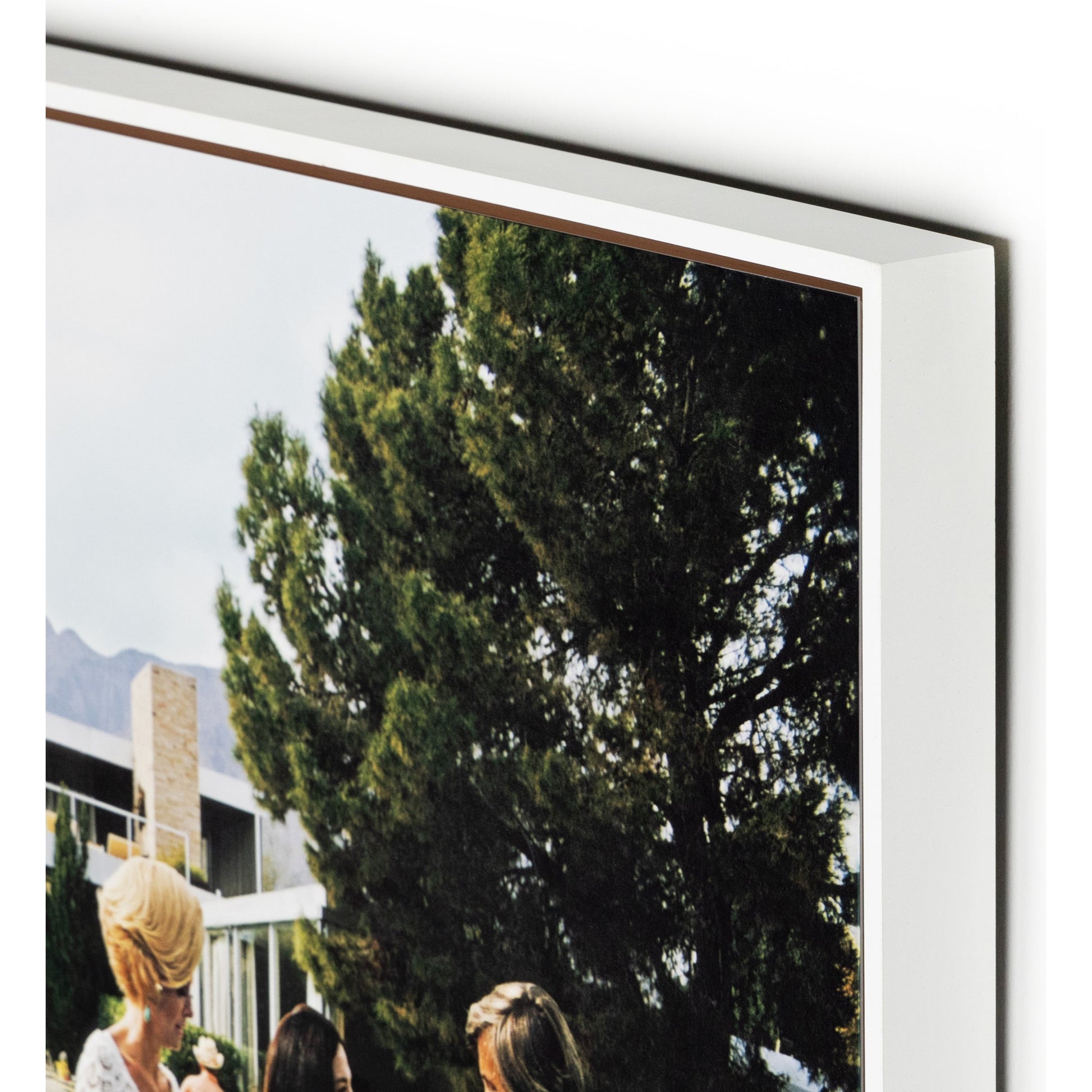 Palm Springs Party by Slim Aarons by Four Hands. Made from white maple, gloss white chromaluxe in a coastal style.