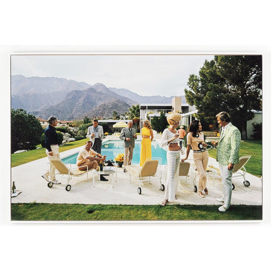 Palm Springs Party by Slim Aarons by Four Hands. Made from white maple, gloss white chromaluxe in a coastal style.
