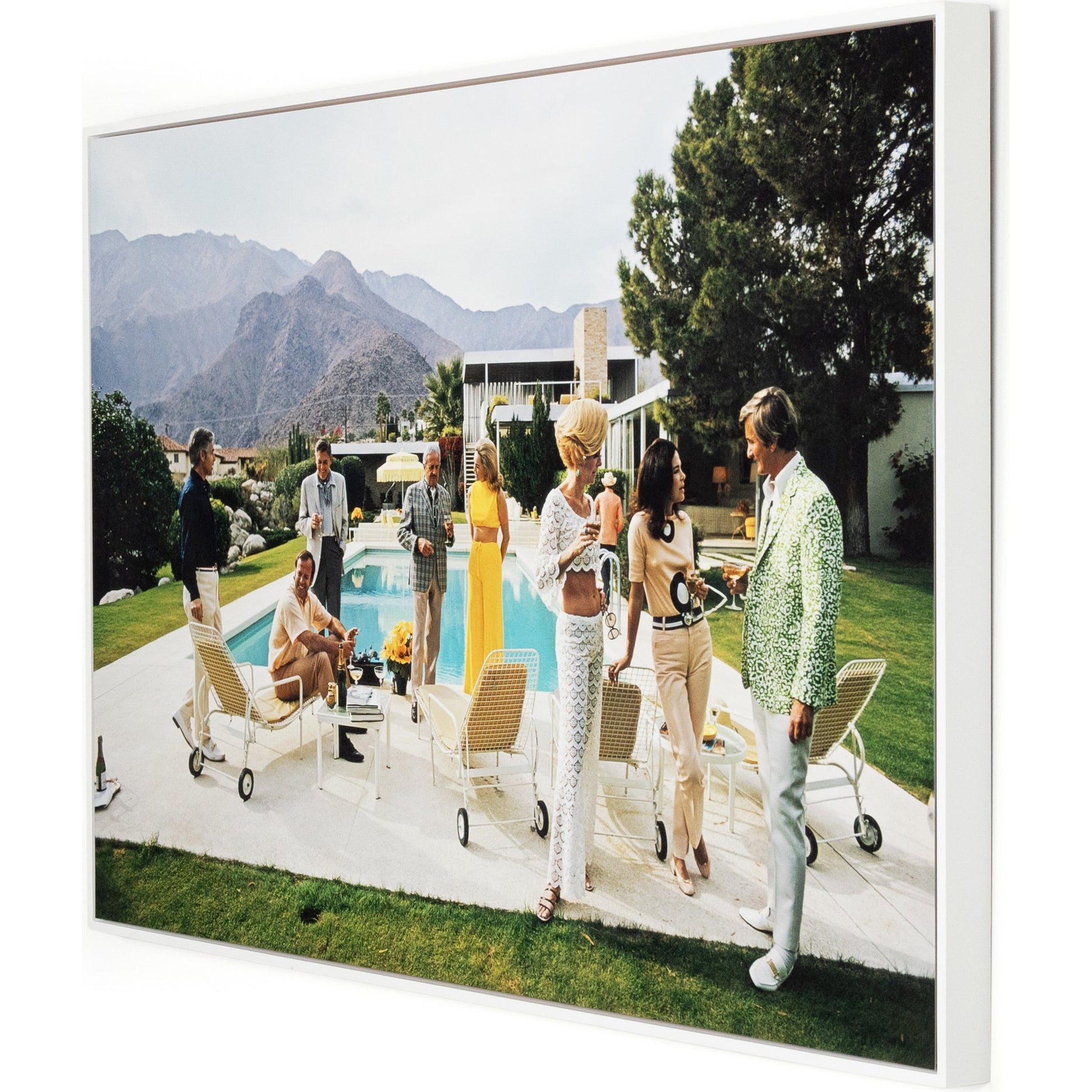 Palm Springs Party by Slim Aarons by Four Hands. Made from white maple, gloss white chromaluxe in a coastal style.