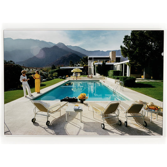 Palm Springs Pool by Slim Aarons by Four Hands. Made from white maple, gloss white chromaluxe in a transitional style.