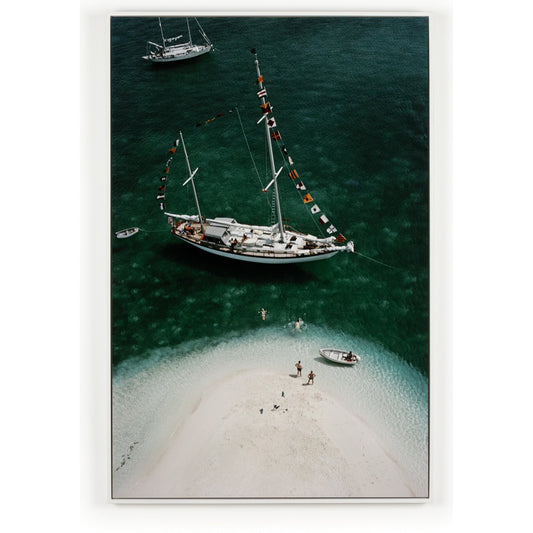 Charter Ketch by Slim Aarons by Four Hands. Made from white maple, gloss white chromaluxe in a coastal style.