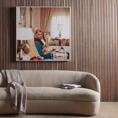 Monocled Miss by Slim Aarons by Four Hands. Made from white maple, gloss white chromaluxe in a modern style.