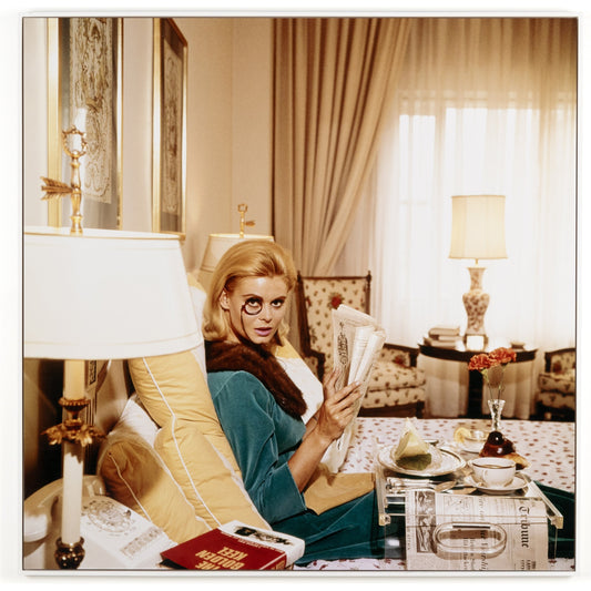 Monocled Miss by Slim Aarons by Four Hands. Made from white maple, gloss white chromaluxe in a modern style.