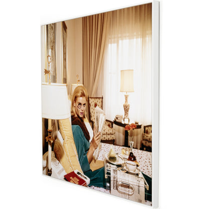Monocled Miss by Slim Aarons by Four Hands. Made from white maple, gloss white chromaluxe in a modern style.
