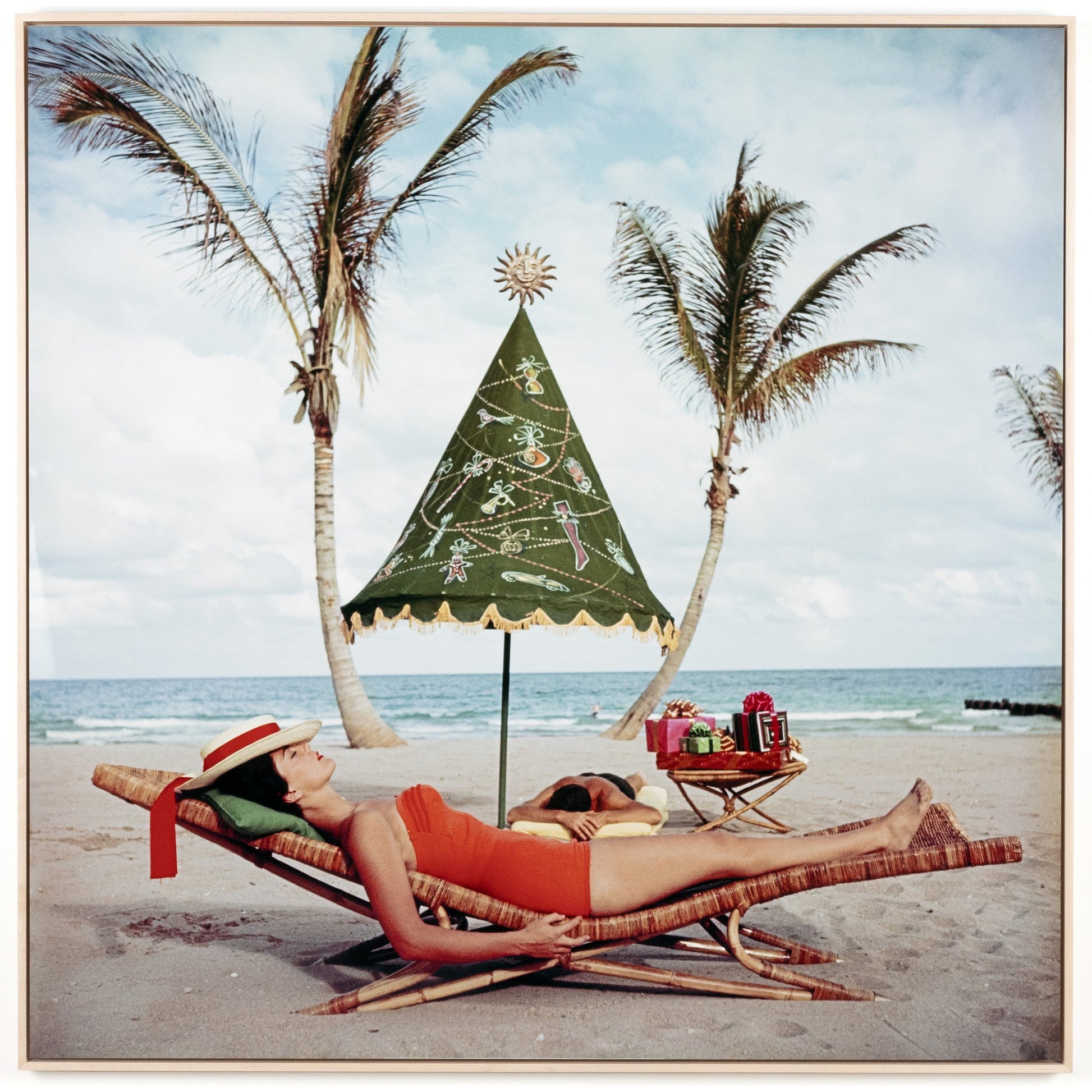 Palm Beach Idyll by Slim Aarons by Four Hands. Made from gloss white chromaluxe in a coastal style.