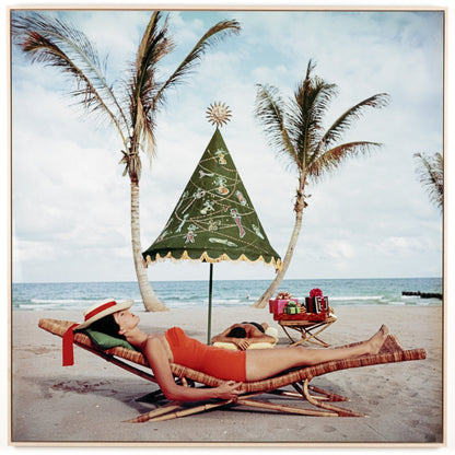 Palm Beach Idyll by Slim Aarons by Four Hands. Made from gloss white chromaluxe in a coastal style.