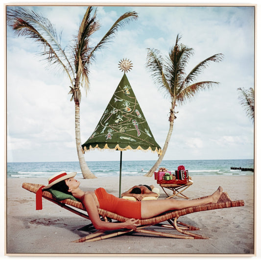 Palm Beach Idyll by Slim Aarons by Four Hands. Made from gloss white chromaluxe in a coastal style.