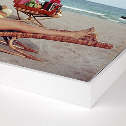 Palm Beach Idyll by Slim Aarons by Four Hands. Made from gloss white chromaluxe in a coastal style.