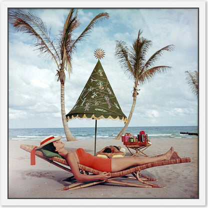 Palm Beach Idyll by Slim Aarons by Four Hands. Made from gloss white chromaluxe in a coastal style.