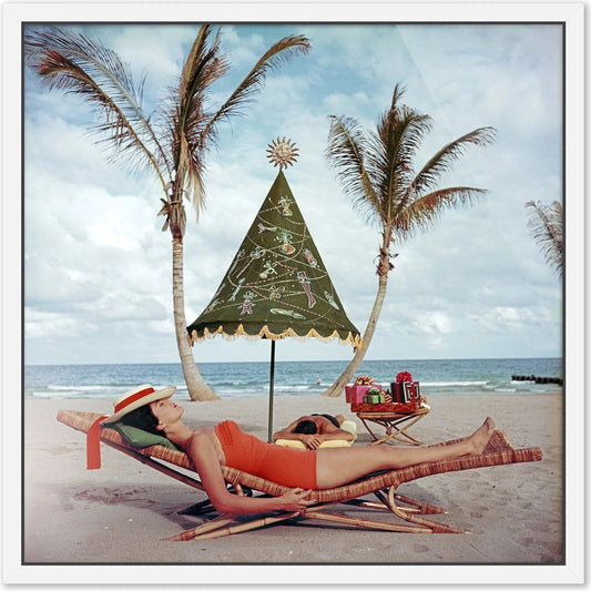 Palm Beach Idyll by Slim Aarons by Four Hands. Made from gloss white chromaluxe in a coastal style.
