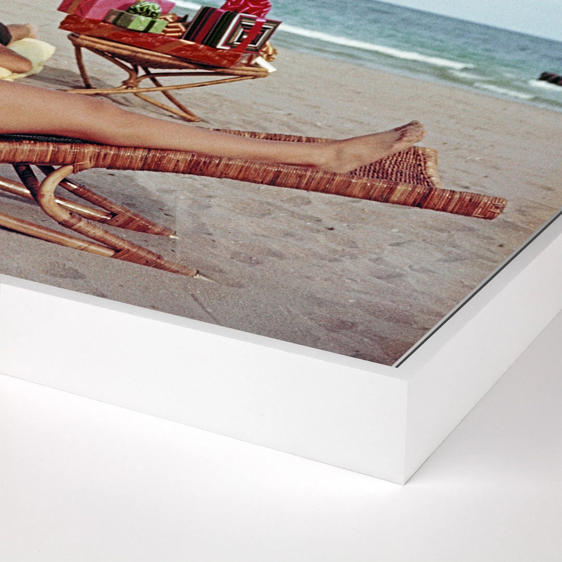 Palm Beach Idyll by Slim Aarons by Four Hands. Made from gloss white chromaluxe in a coastal style.