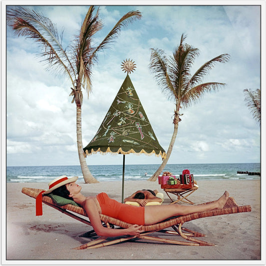 Palm Beach Idyll by Slim Aarons by Four Hands. Made from gloss white chromaluxe in a coastal style.
