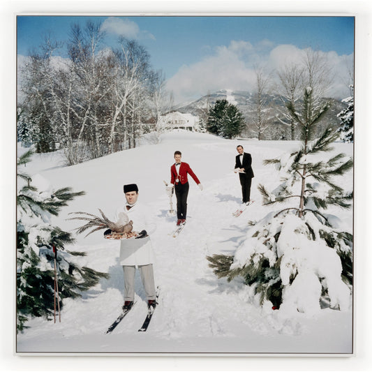 Skiing Waiters by Slim Aarons by Four Hands. Made from white maple, gloss white chromaluxe in a transitional style.