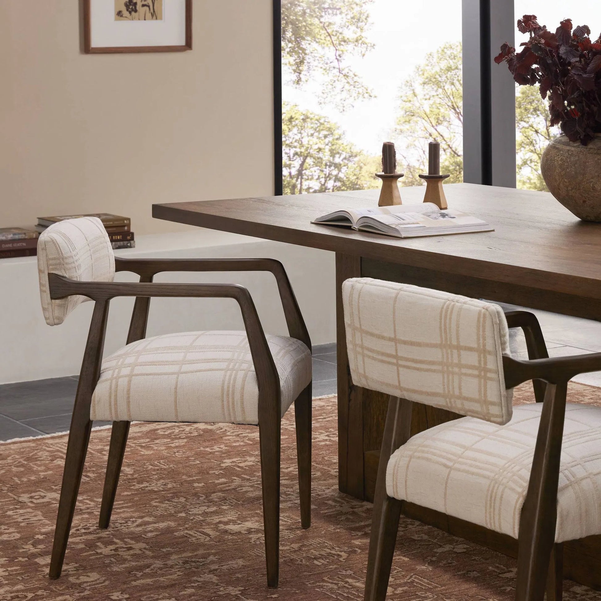 Tyler Dining Armchair by Four Hands. Made from 100% polyester, solid oak in a modern style.